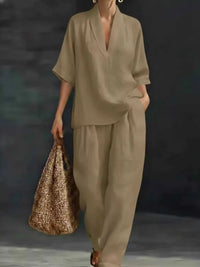 Full Size Half Sleeve Top and Wide Leg Pants Set Plus Size 100100468706321 46 Affordable Fashion Under $100 Jerry's Apparel 