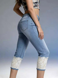 Full Size Lace Trimmed Capri Jeans Plus Size 100100537576403 32 Affordable Fashion Under $100 Jerry's Apparel 