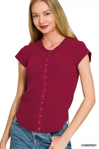 Zenana Double Knit Snap Button Short Sleeve Shirt 100100705341719 24 Affordable Fashion Under $100 Jerry's Apparel 