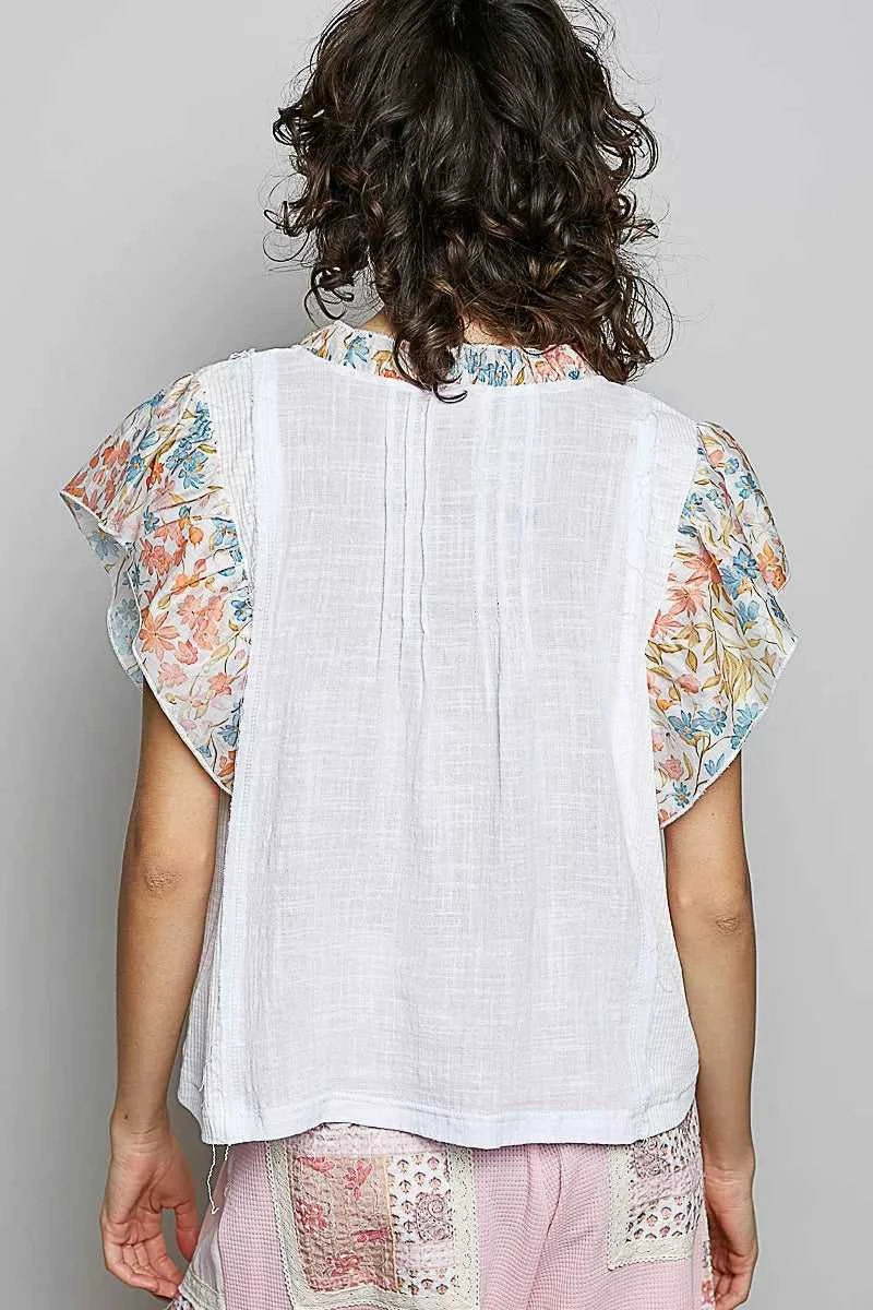 POL V-Neck Floral Ruffle Sleeve Blouse 100100409141709 62 Affordable Fashion Under $100 Jerry's Apparel 