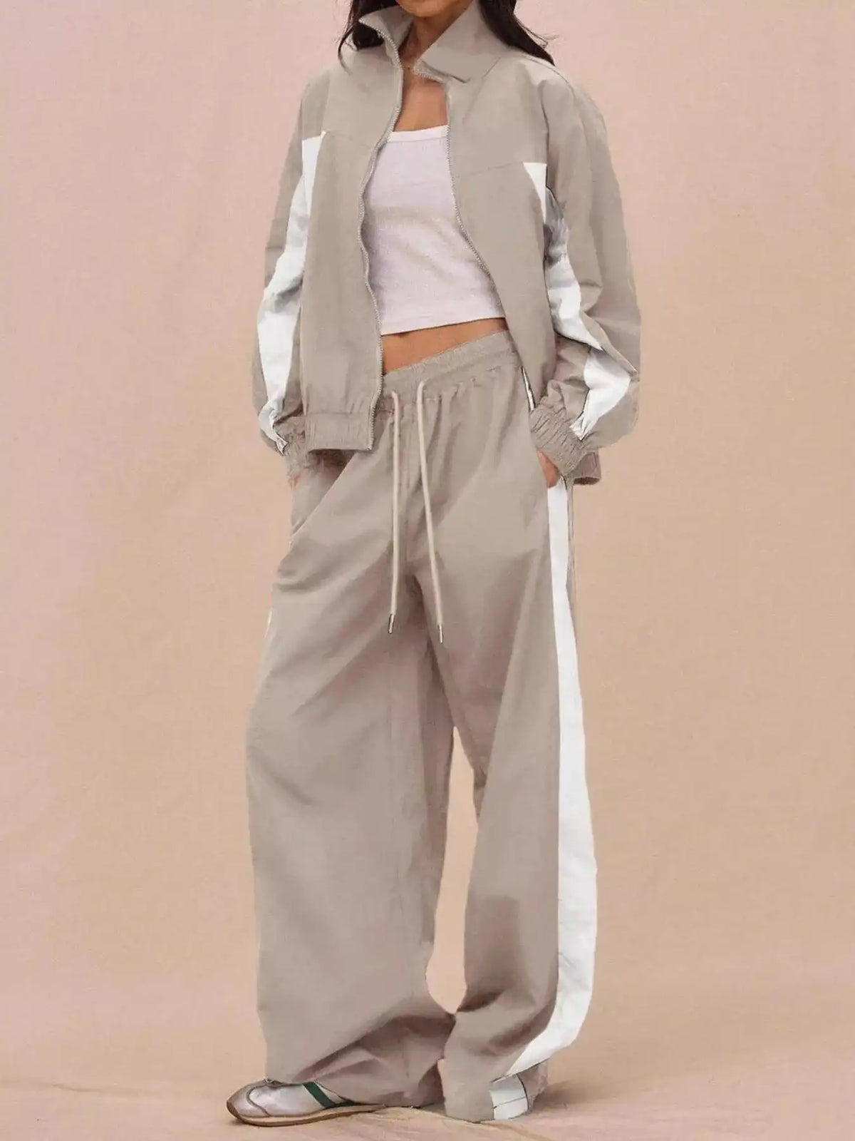 Color-Block Tracksuit and Wide-Leg Pants Set 100100146894386 85 Affordable Fashion Under $100 Jerry's Apparel 