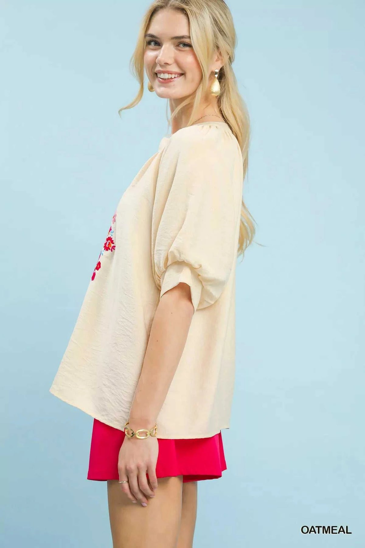 Umgee Embroidered Puff Sleeve Blouse 100100035431753 57 Affordable Fashion Under $100 Jerry's Apparel 