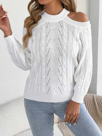 Cold Shoulder Cable Knit Sweater 101002208238460 36 Affordable Fashion Under $100 Jerry's Apparel 