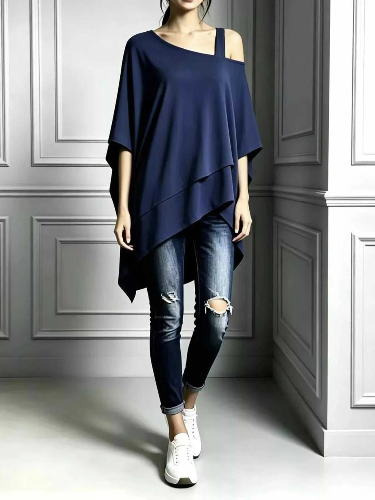 Full Size Asymmetrical Neck Short Sleeve T-Shirt Plus Size 100100023279190 34 Affordable Fashion Under $100 Jerry's Apparel 