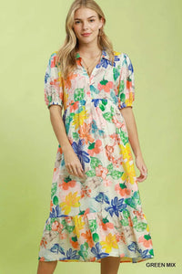 Umgee Watercolor Floral Tiered Midi Dress 100100802011336 62 Affordable Fashion Under $100 Jerry's Apparel 