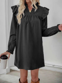 Ruffled Notched Flounce Sleeve Dress 100100408732594 42 Affordable Fashion Under $100 Jerry's Apparel 