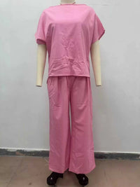 Full Size Solid Color Top and Wide-Leg Pants Set Plus Size 101001963770121 46 Affordable Fashion Under $100 Jerry's Apparel 