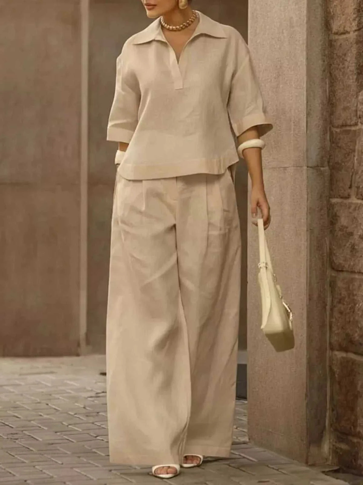 Full Size 3/4 Sleeve Top and Wide Leg Pants Set Plus Size 101001978569946 39 Affordable Fashion Under $100 Jerry's Apparel 
