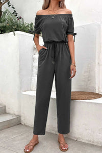 Perfee Off-Shoulder Tie Cuff Jumpsuit with Pockets 100100211197458 40 Affordable Fashion Under $100 Jerry's Apparel 