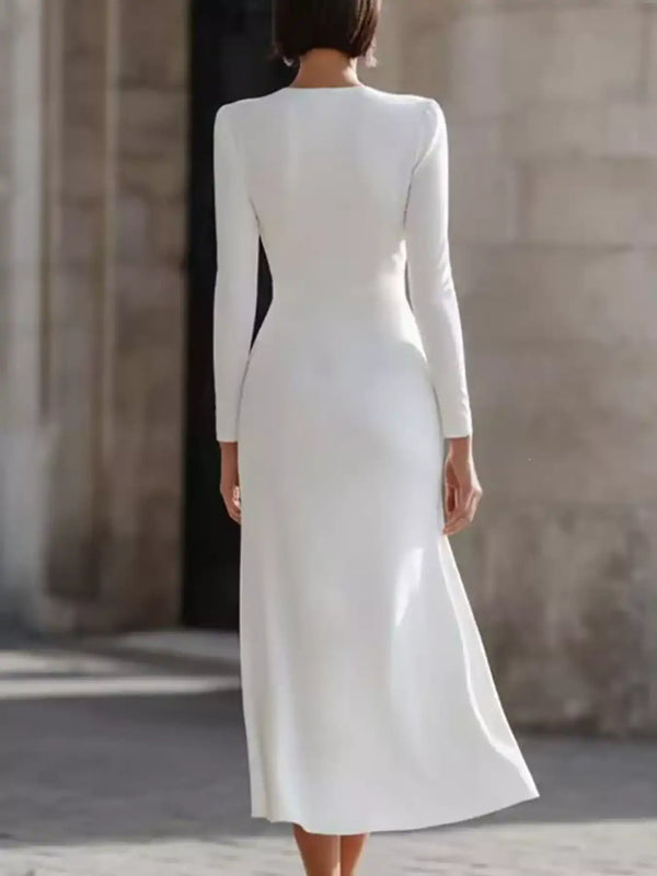 Full Size Ruched Long Sleeve Midi Dress Plus Size 101001442076109 52 Gifts for Her Jerry's Apparel 