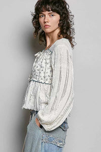 POL Square Neck Lace Long Balloon Sleeve Top 100100907751802 66 Affordable Fashion Under $100 Jerry's Apparel 