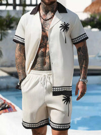 Men's Tropical Palm Tree Print Short Sleeve Shirt and Shorts Set 104001041094937 48 Affordable Fashion Under $100 Jerry's Apparel 