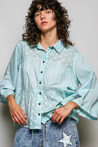 POL Tonal Dot Weave Textured Button Front Shirt 100100853431748 50 Affordable Fashion Under $100 Jerry's Apparel 