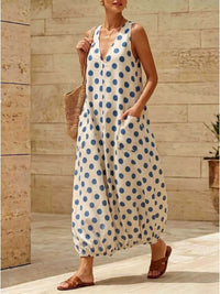 Polka Dot V-Neck Sleeveless Maxi Dress 100100165046334 32 Gifts for Her Jerry's Apparel 