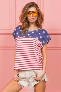 BiBi Star Rpinted with Stripe Combo Top