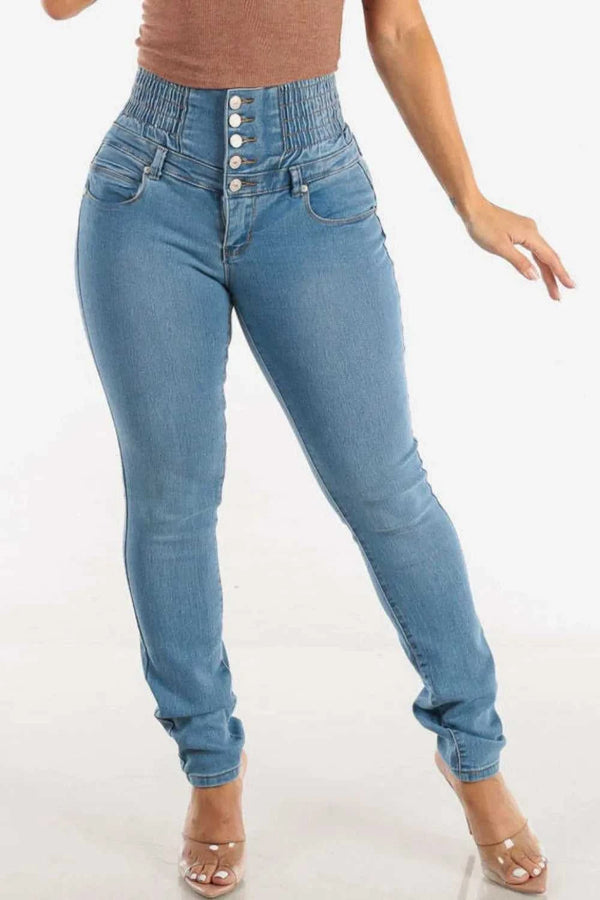 High Waist Buttoned Skinny Hip Lifting Jeans 100100886021617 38 Affordable Fashion Under $100 Jerry's Apparel 
