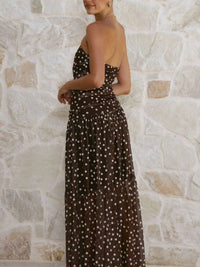 Polka Dot Strapless Ruched Maxi Dress 100100889786131 50 Affordable Fashion Under $100 Jerry's Apparel 