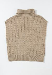 Cable Knit Turtleneck Short Sleeve Sweater