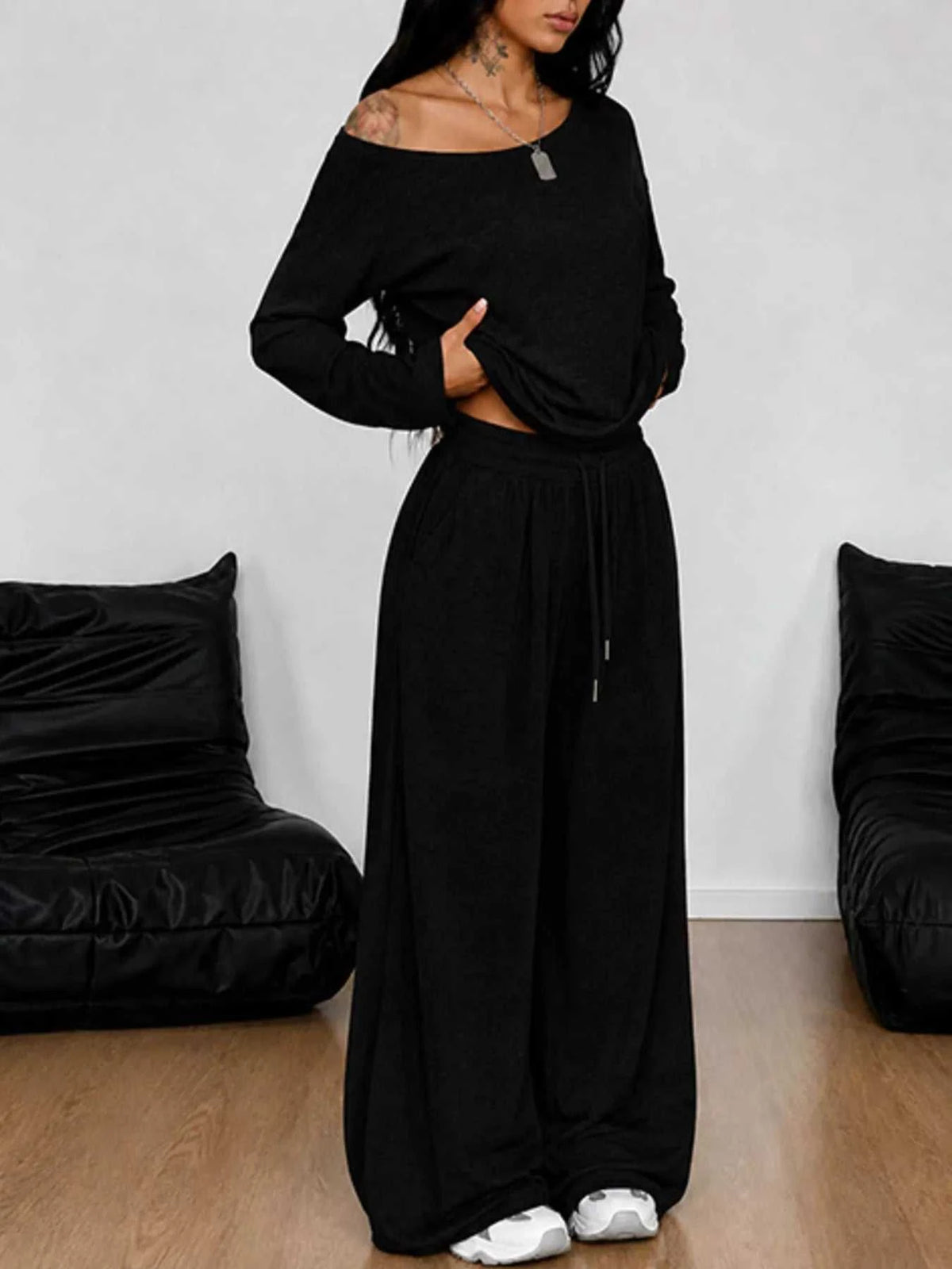 Full Size One-Shoulder Top and Drawstring Pants Set Plus Size 100100885816388 29 Affordable Fashion Under $100 Jerry's Apparel 