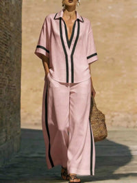 Full Size Contrast Trim Top and Pants Set Plus Size 100100614502241 43 Affordable Fashion Under $100 Jerry's Apparel 