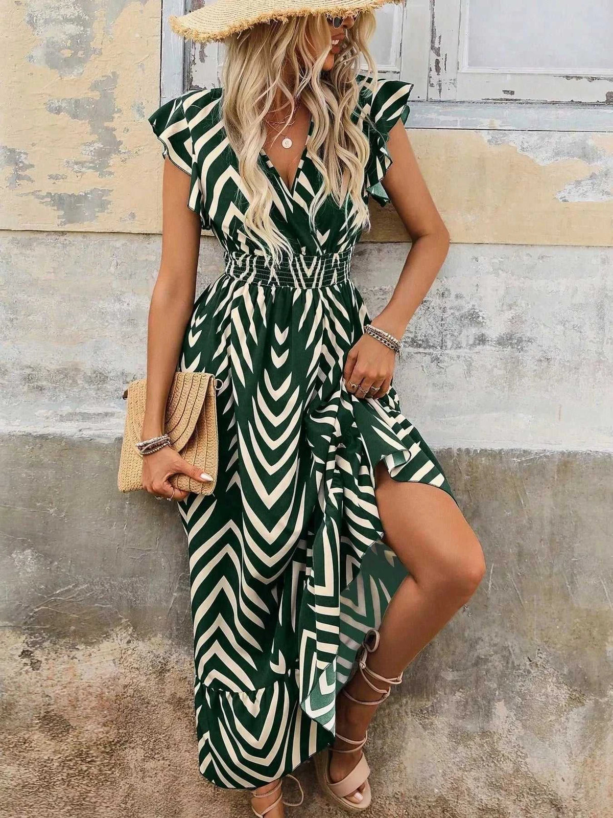 Ruffled Cap Sleeve Midi Dress 100100553584352 41 Affordable Fashion Under $100 Jerry's Apparel 
