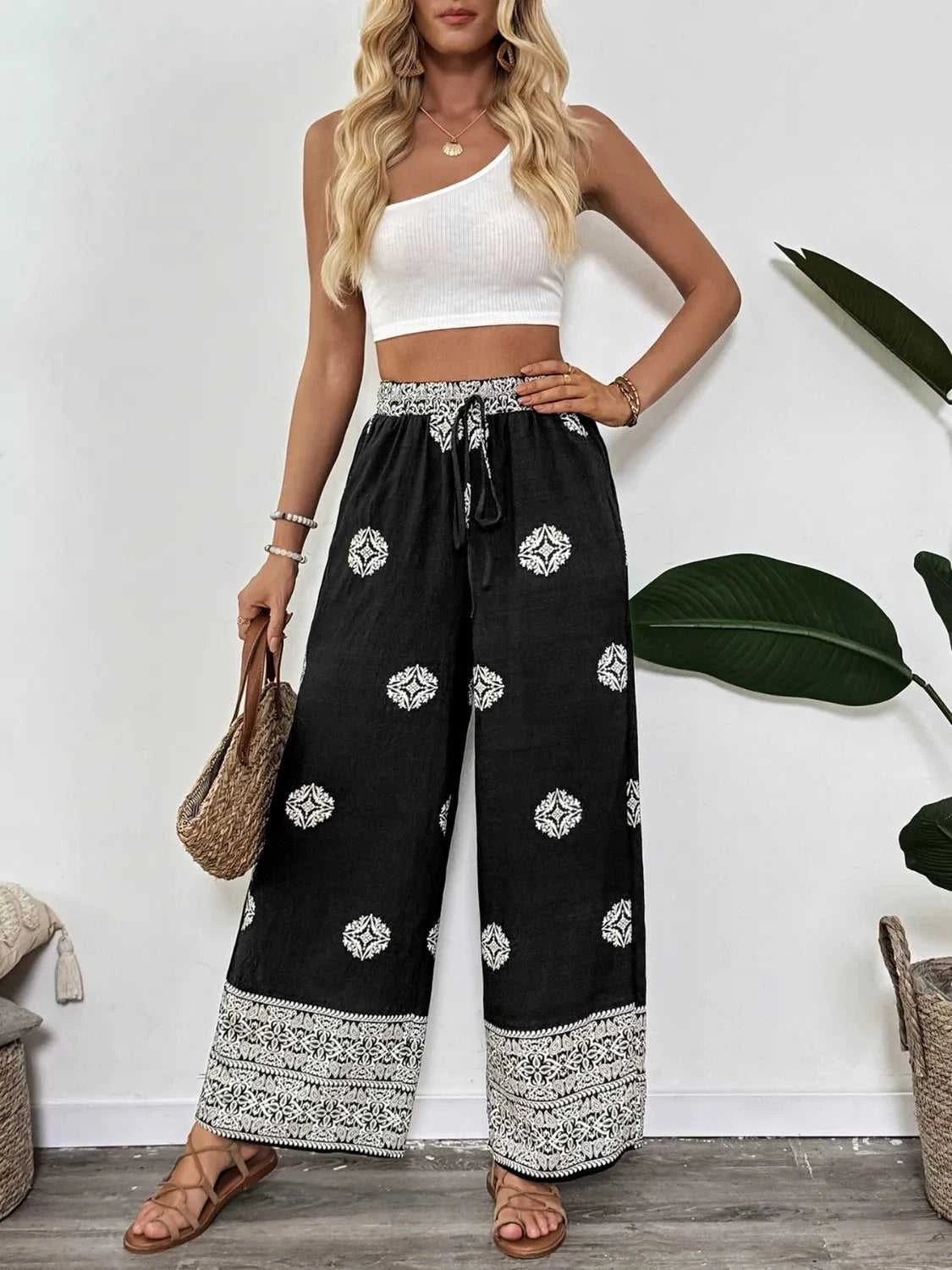 Boho Print Wide Leg Pants 100100062251680 35 Affordable Fashion Under $100 Jerry's Apparel 