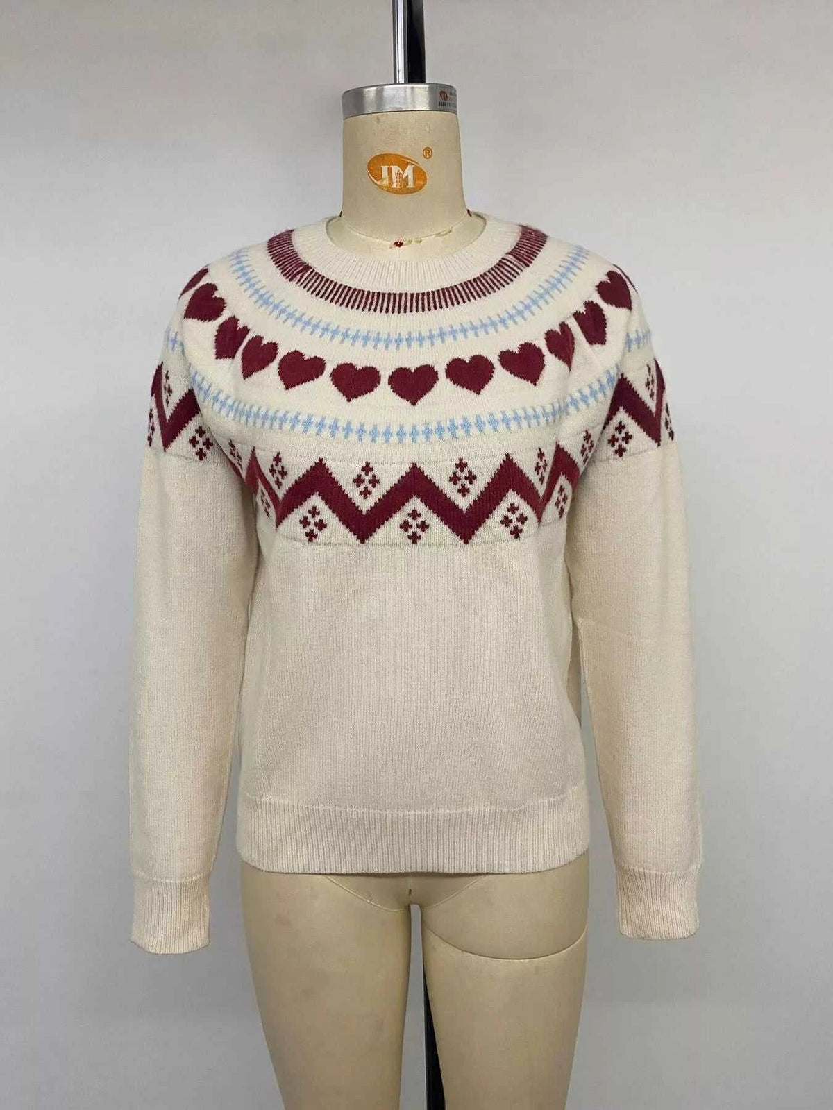 Heart-Patterned Crew Neck Sweater 101002546333255 55 Affordable Fashion Under $100 Jerry's Apparel 