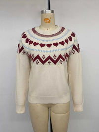 Heart-Patterned Crew Neck Sweater 101002546333255 55 Affordable Fashion Under $100 Jerry's Apparel 