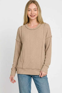 Zenana Corded Rib Long Sleeve Round Neck Top 100100610391262 23 Affordable Fashion Under $100 Jerry's Apparel 