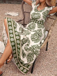 Printed V-Neck Cap Sleeve Maxi Dress 100100026521831 39 Affordable Fashion Under $100 Jerry's Apparel 