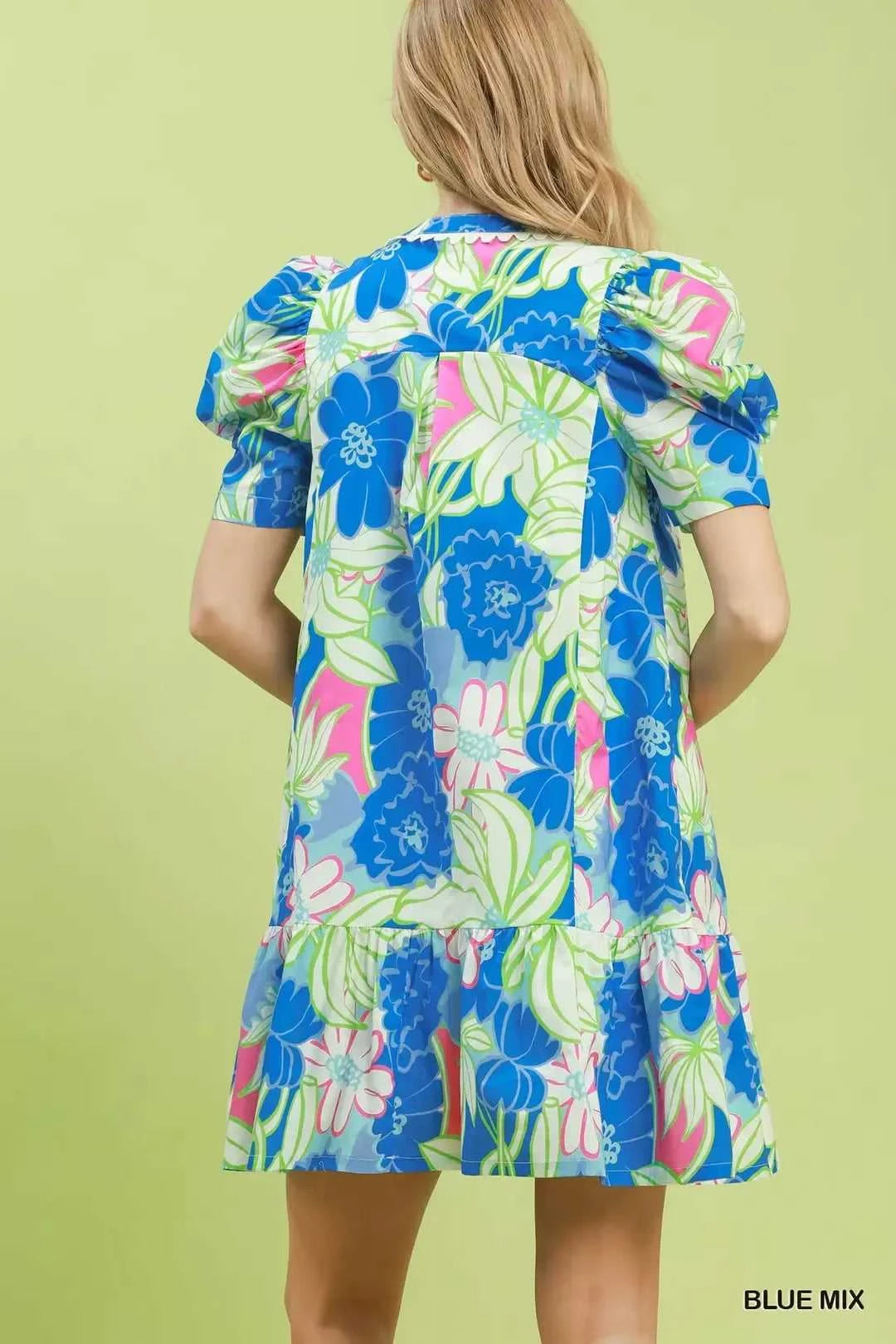 Umgee Floral Puff Sleeve Tiered Mini Dress 100100398531614 60 Affordable Fashion Under $100 Jerry's Apparel 