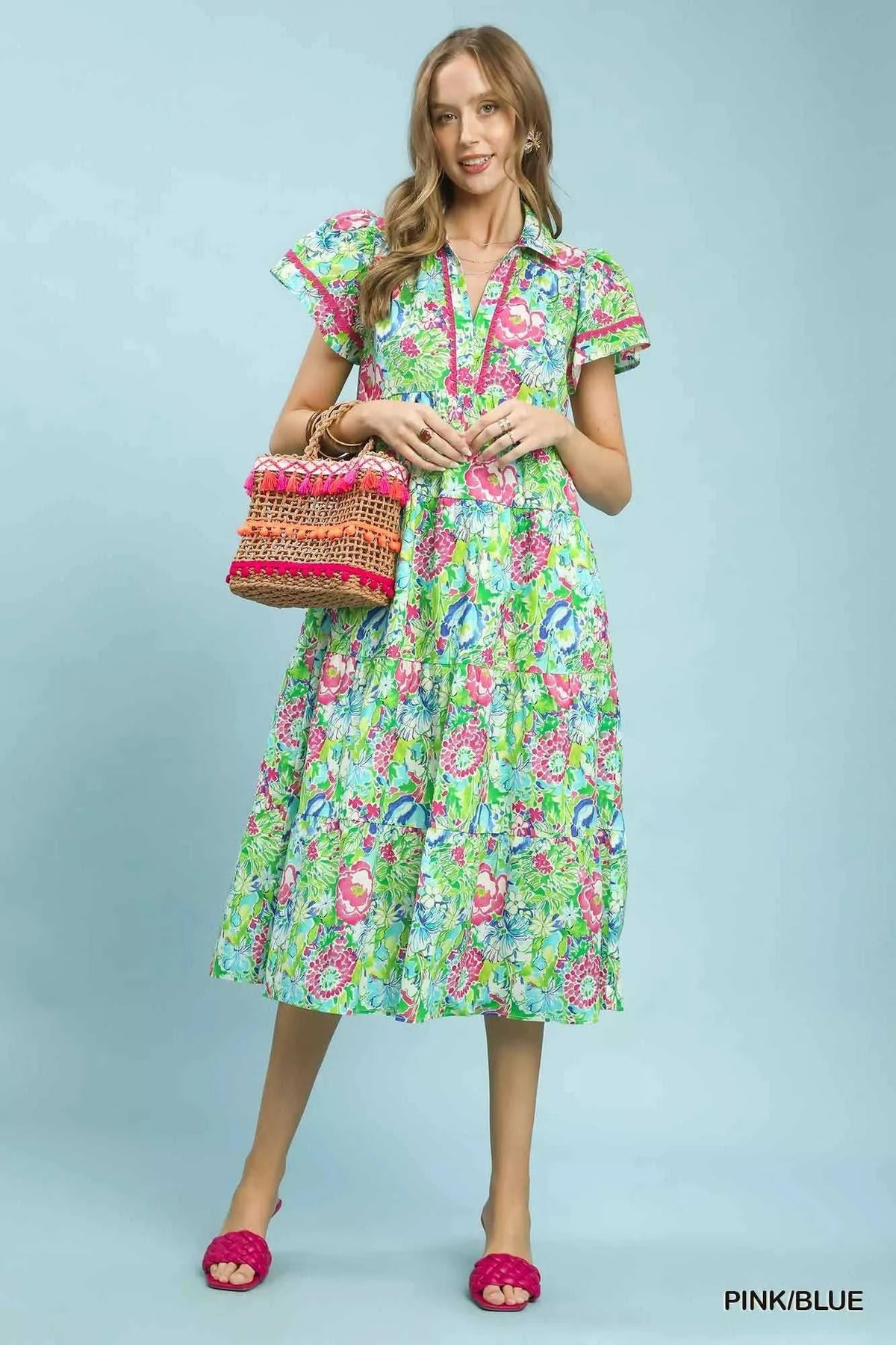 Umgee Bold Mixed Floral Tiered Midi Dress 100100044911362 66 Affordable Fashion Under $100 Jerry's Apparel 