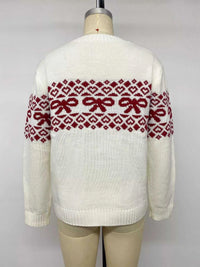 Bow Pattern Long Sleeve Christmas Sweater 101002024148345 51 Affordable Fashion Under $100 Jerry's Apparel 