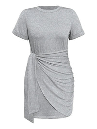 Round Neck Short Sleeve Mini Tee Dress