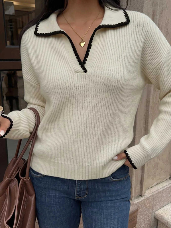 Contrast Trim Dropped Shoulder Sweater 101002065608015 52 Affordable Fashion Under $100 Jerry's Apparel 