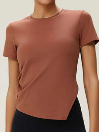 Full Size Slit Round Neck Short Sleeve Active T-Shirt Plus Size 100100177922329 28 Affordable Fashion Under $100 Jerry's Apparel 