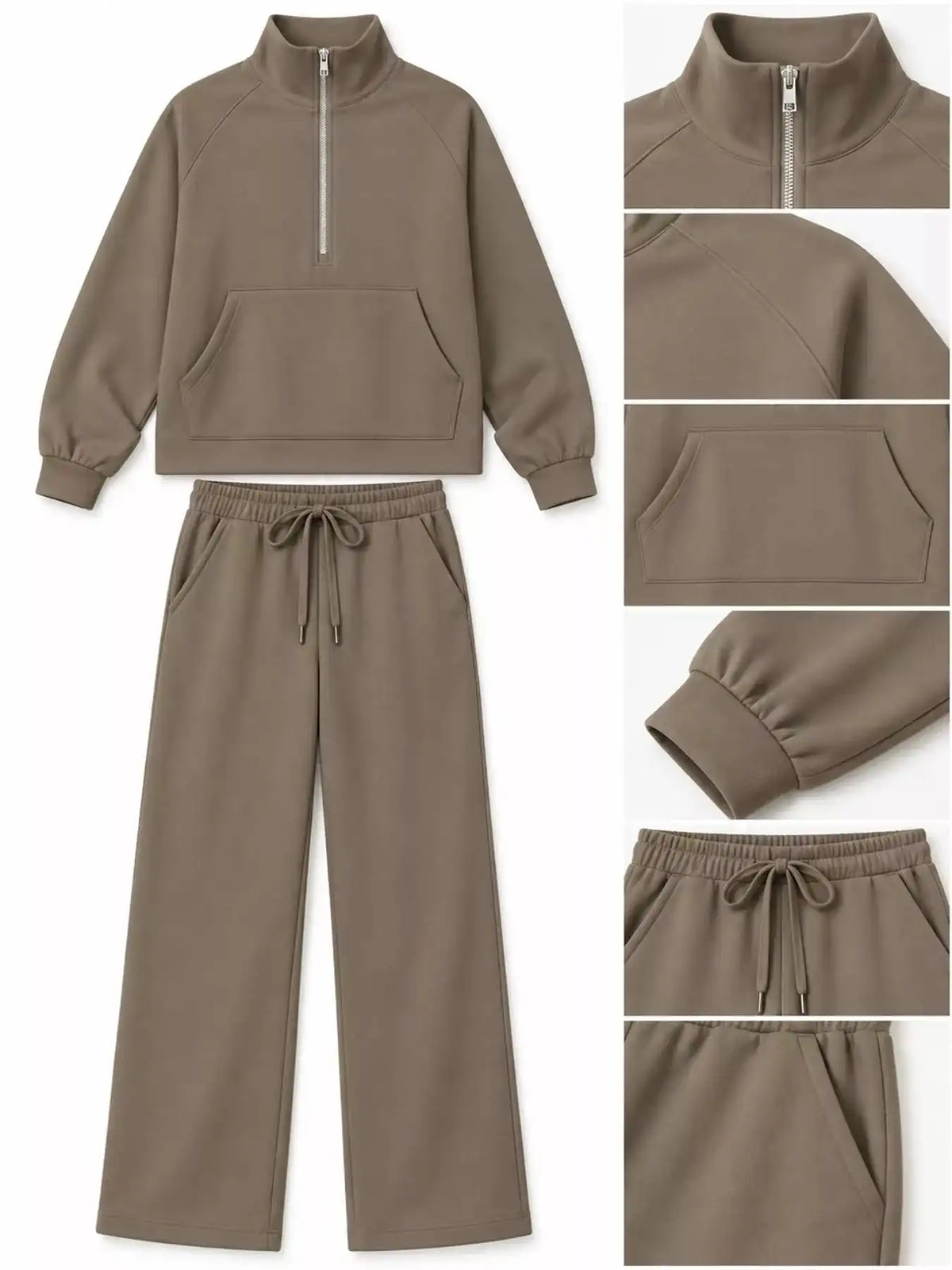 Half-Zip Sweatshirt and Wide-Leg Pants Set 101001840100593 40 Gifts for Her Jerry's Apparel 