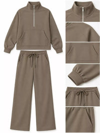 Half-Zip Sweatshirt and Wide-Leg Pants Set 101001840100593 40 Gifts for Her Jerry's Apparel 