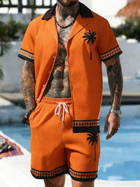 Men's Tropical Palm Tree Print Short Sleeve Shirt and Shorts Set 104001041094937 48 Affordable Fashion Under $100 Jerry's Apparel 