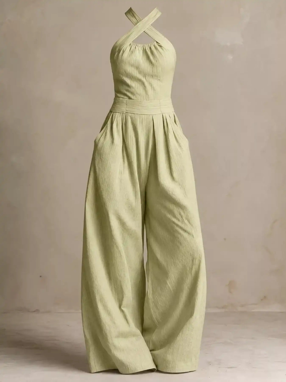 Full Size Halter Neck Wide-Leg Jumpsuit Plus Size 101001857800379 54 Affordable Fashion Under $100 Jerry's Apparel 