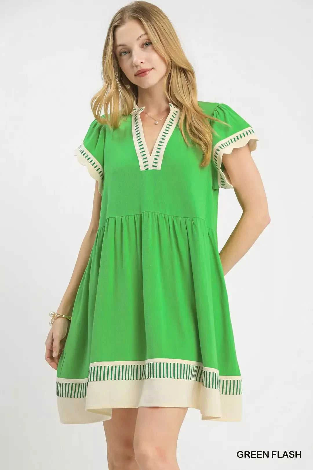 Umgee Linen Color Block Flutter Sleeve Dress 100100672301726 51 Affordable Fashion Under $100 Jerry's Apparel 
