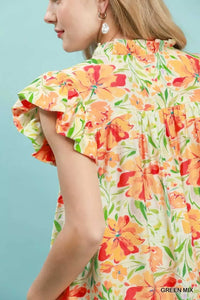 Umgee Smocked Yoke Ruffle Sleeve Floral Blouse 100100375601331 51 Affordable Fashion Under $100 Jerry's Apparel 