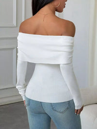 Elegant Off-Shoulder Slim-Fit Ribbed Knit Top 101001068024834 61 Affordable Fashion Under $100 Jerry's Apparel 