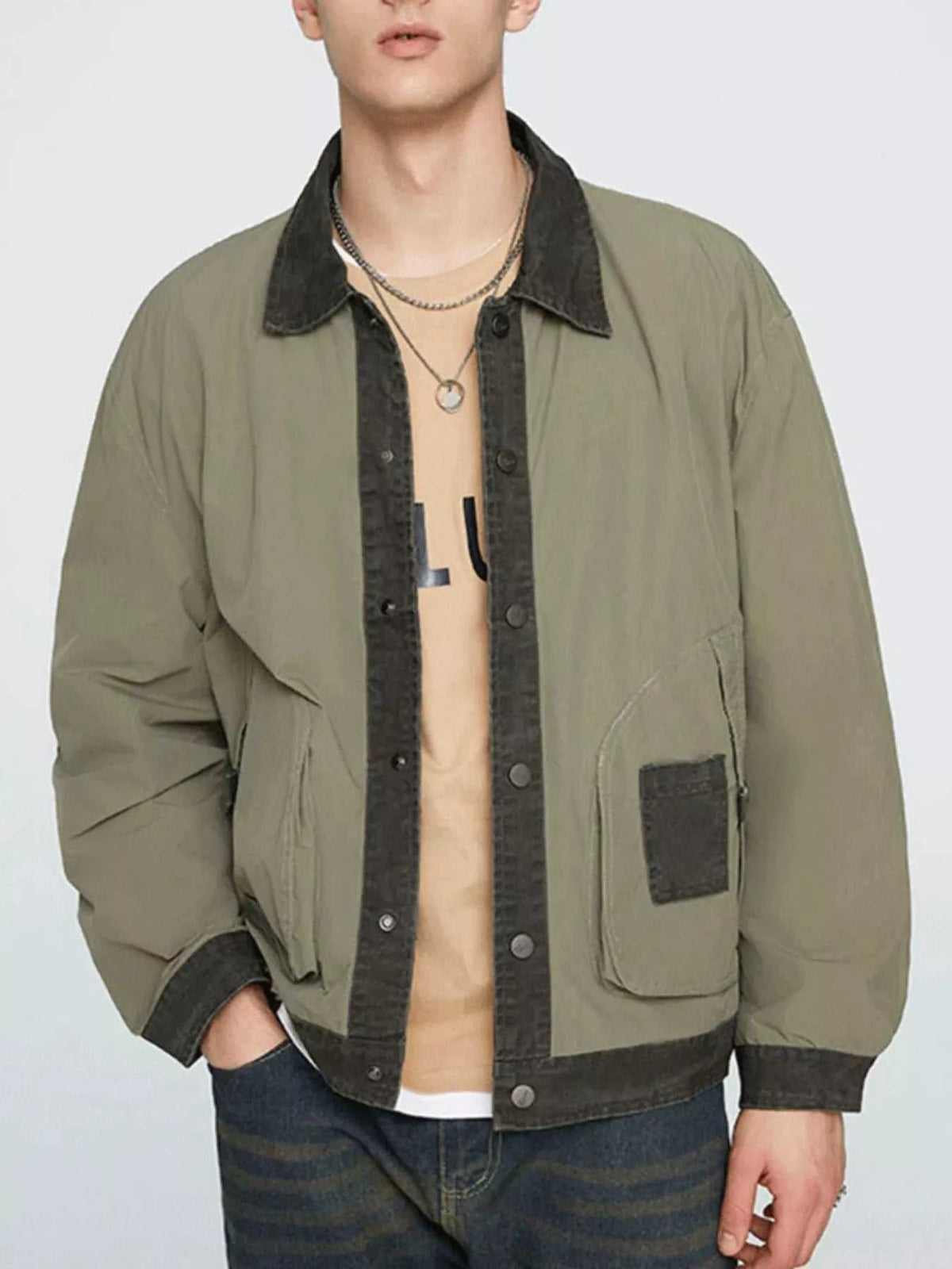 Men's Plus Size Snap Down Long Sleeve Jacket 100400486449495 140 Fashion Forward Plus Size Clothing Jerry's Apparel 