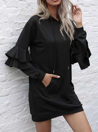 Ruffled Drawstring Long Sleeve Hooded Dress 100100539280670 42 Affordable Fashion Under $100 Jerry's Apparel 