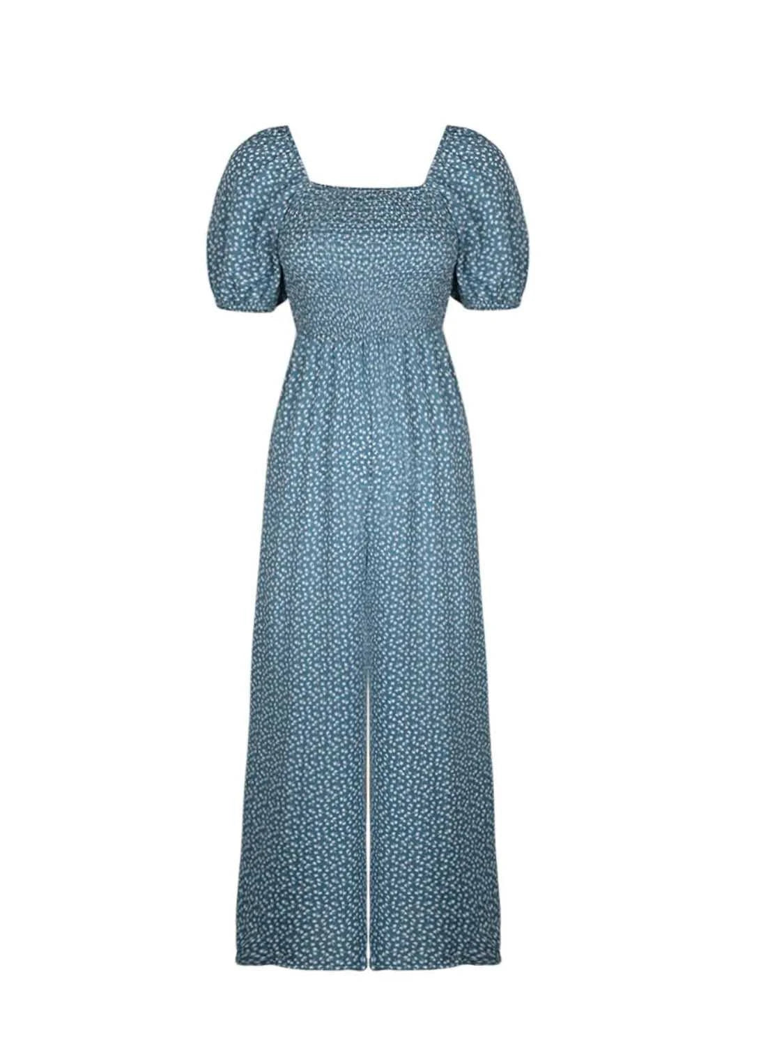 Printed Square Neck Puff Sleeve Jumpsuit 100100619721006 31 Affordable Fashion Under $100 Jerry's Apparel 