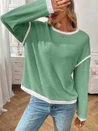 Ribbed Contrast Trim Long Sleeve Top 100100078754062 40 Affordable Fashion Under $100 Jerry's Apparel 