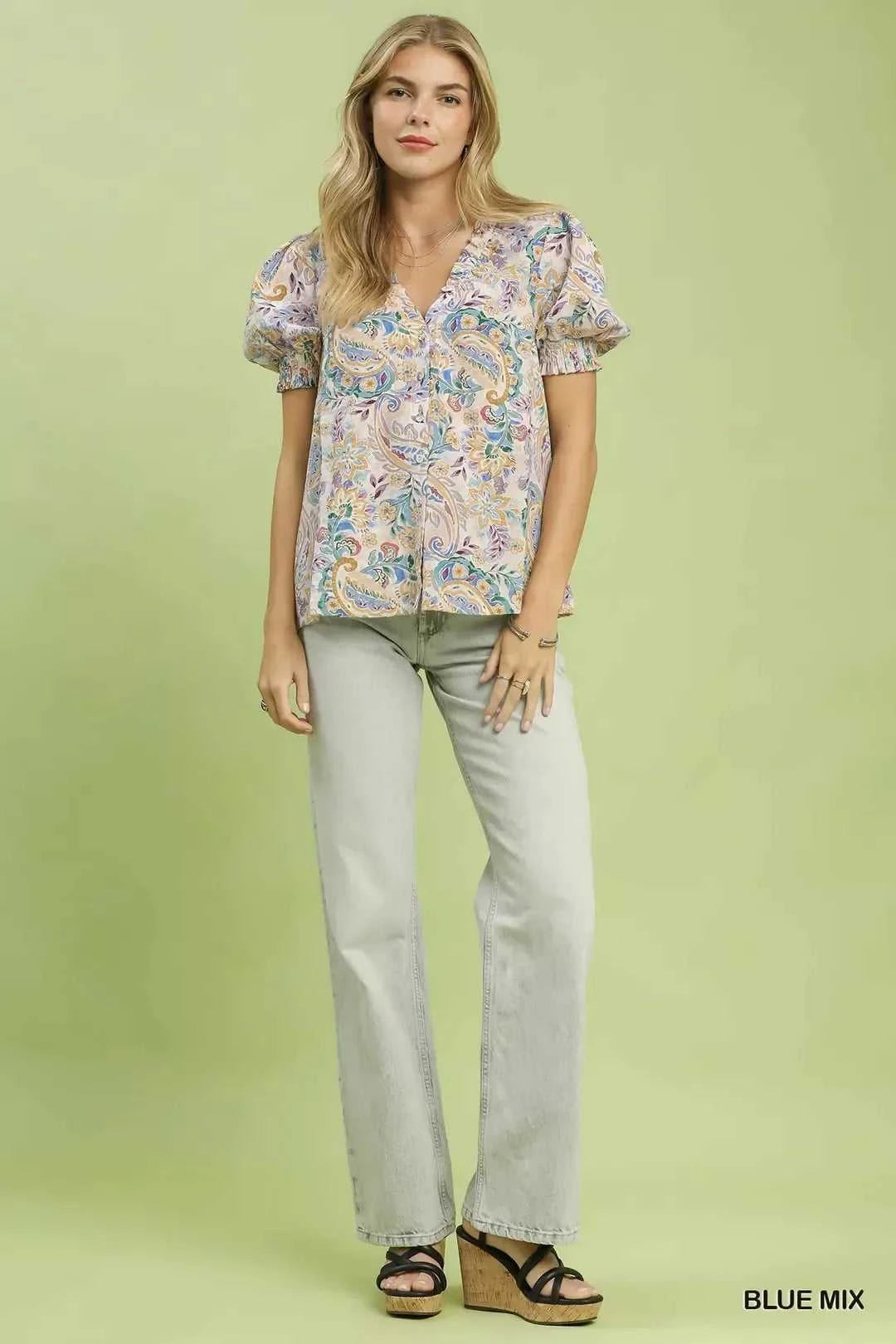 Umgee Mix Paisley Floral Button Down Shirt 100100849481828 49 Affordable Fashion Under $100 Jerry's Apparel 
