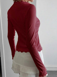 Lace Trim Long Sleeve Top 100100696599078 30 Affordable Fashion Under $100 Jerry's Apparel 