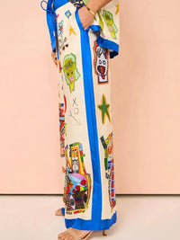 Printed Button Up Shirt and Pants Set